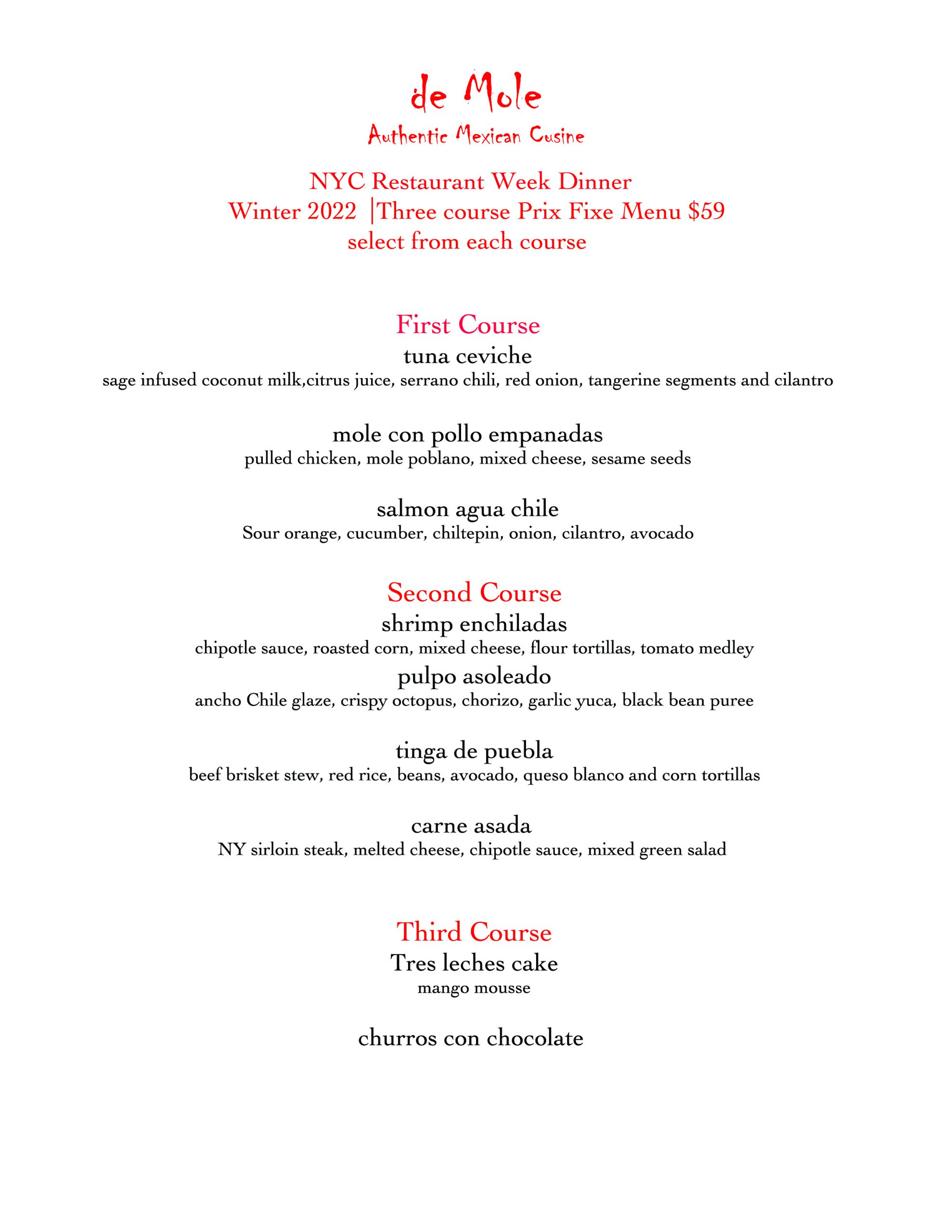$59 NYC restaurant week Winter 2022 BK